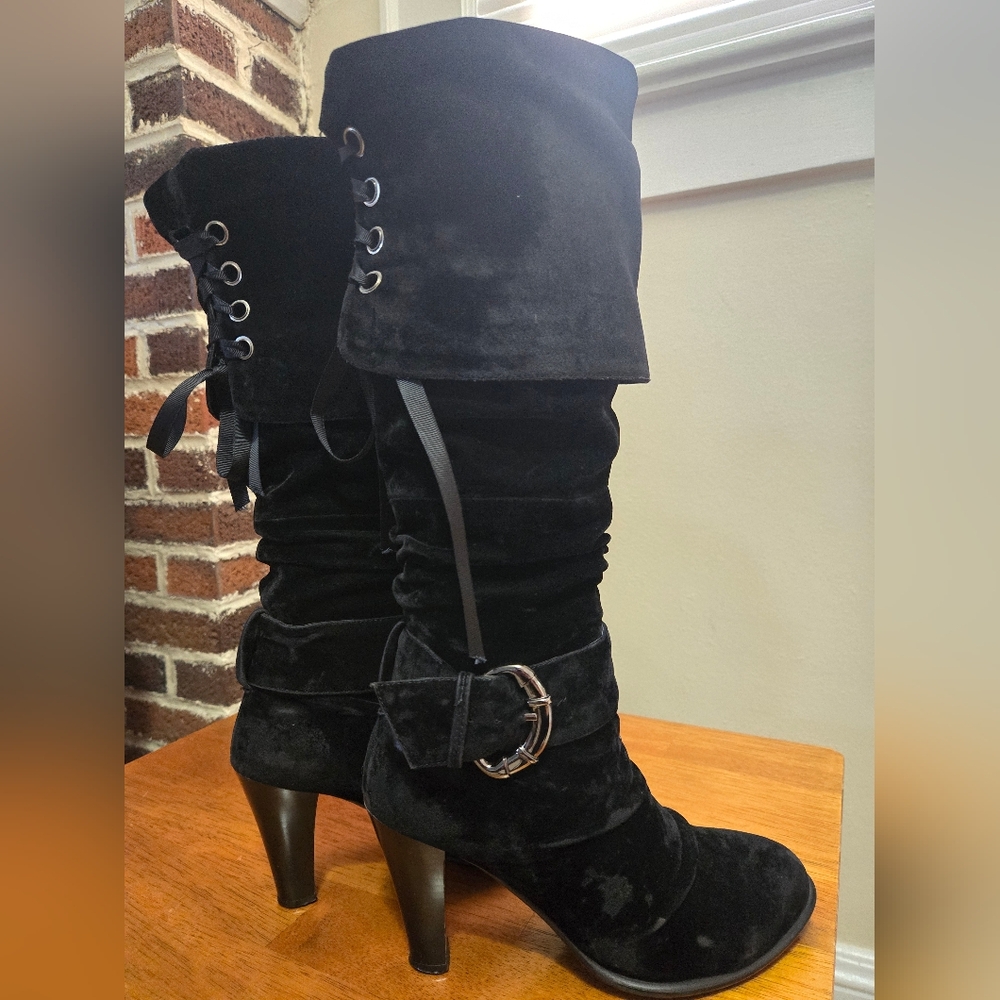 Midnight Velvet Black Knee Hight Boots Size 7W